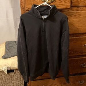 Old Navy Men's Dark Grey 3/4 Zip-Up Sweater w/ side pockets Large Tall